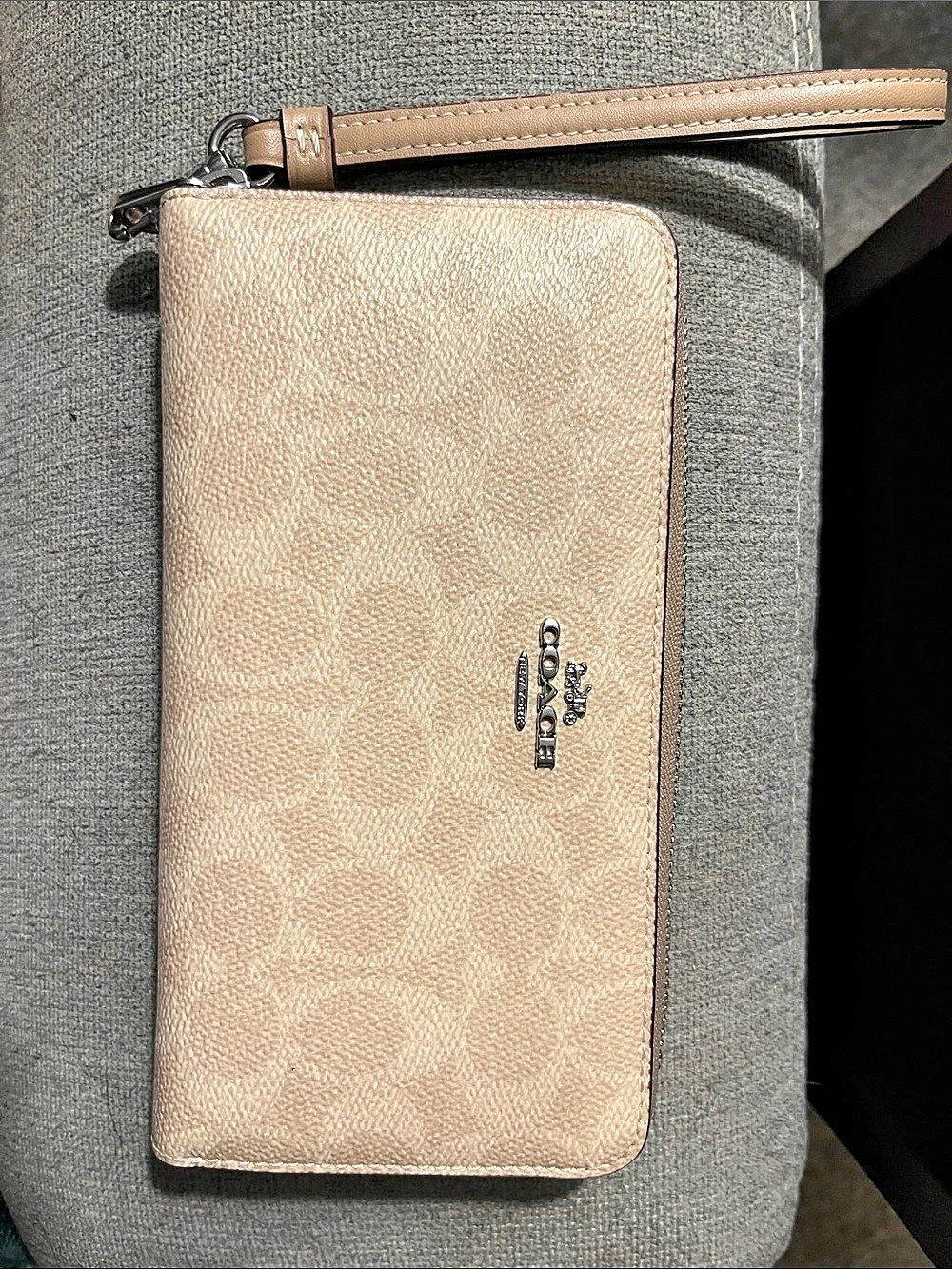 Coach Long Zip Around Wallet In Signature Canvas Tan